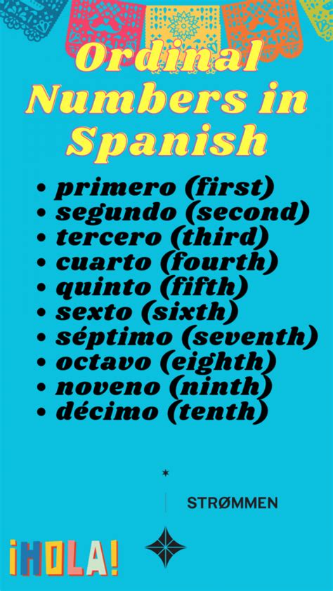 1st 2nd in spanish|Using Ordinal Numbers in Spanish .